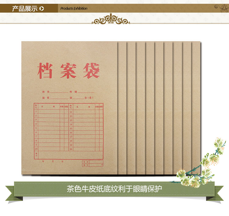 金典10只装加厚牛皮纸档案袋